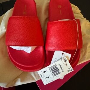 RED Adidas slides